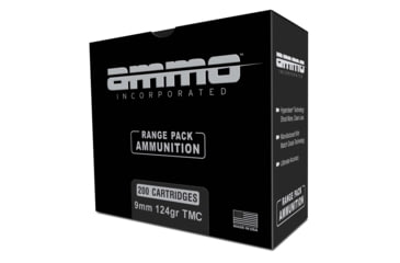 Image of Ammo, Inc. 9mm Luger 124 Grain Total Metal Case Brass Cased Centerfire Pistol Ammo, 200 Rounds, 9124TMC-A200