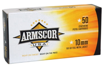 Armscor Precision Inc USA 10mm 180 Grain Full Metal Jacket Brass Cased Pistol Ammunition, 50, FMJ