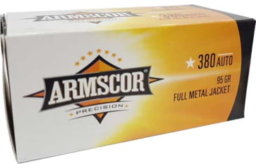Armscor Precision Inc .380 ACP 95 Grain Full Metal Jacket Brass Cased Pistol Ammunition