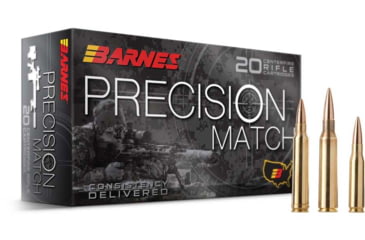 Barnes Precision Match .223 Remington 77 Grain Match Burner OTM BT Brass Cased Rifle Ammunition, 20, OTMBT