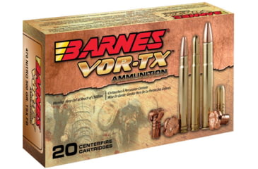 Barnes Vor-Tx Safari .458 Lott 500 Grain Banded Solid Brass Cased Rifle Ammunition, 20