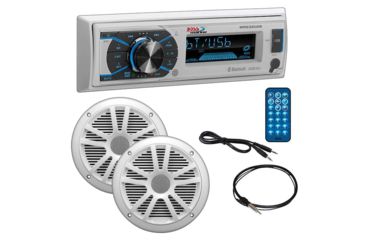 Image of Boss Audio Marine Single Din Media Receiver with Bluetooth and Pair of 6.5in Speakers, Antenna and Aux, White MCK632WB6