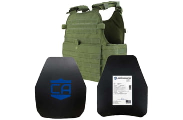 Image of Caliber Armor AR550 11 x 14 Level III+ Body Armor and Condor MOPC Package, OD Green, Medium/2XL, 19-AR550-MOPC-1114-OD