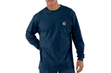Image of Carhartt Long Sleeve Workwear Pocket T-Shirt - Mens-Navy-Large