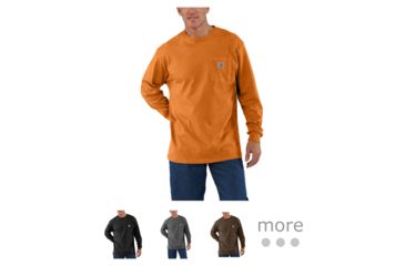 Image of Carhartt M Workwear Pocket Long Sleeve T Shirt - Men's, Amberwood Heather, Black, Carbon Heather, Dark Brown, Heather Gray, Heather Grey