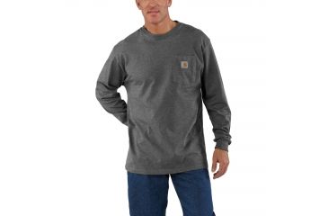 Image of Carhartt Workwear Pocket Long Sleeve T-Shirt for Mens, Carbon Heather, Small/Regular K126-CRH-REG-SML