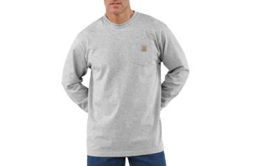 Image of Carhartt Workwear Pocket Long Sleeve T-Shirt for Mens, Heather Gray, 2XL/Regular K126-HGY-REG-XXL