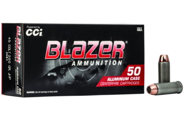 CCI Ammunition Blazer Aluminum .45 Colt 200 Grain Jacketed Hollow Point Centerfire Pistol Ammunition, 50, JHP