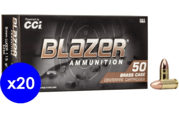 Image of CCI Ammunition Blazer, 9mm Luger, 115 Grain, FMJ, Brass Case, Centerfire Pistol Ammo, 1000 Rounds Case, 5200-KIT1