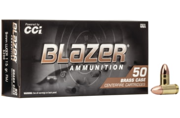 CCI Ammunition Blazer Brass 9mm Luger 115 Grain Full Metal Jacket Centerfire Pistol Ammunition