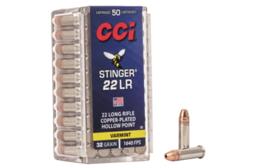 Image of CCI Ammunition Stinger .22 Long Rifle 32 grain Copper Plated Hollow Point Rimfire Ammo, 50 Rounds, 50