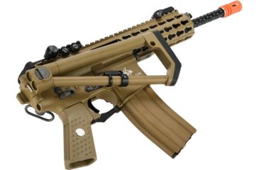 Image of EMG Knights Armament Airsoft PDW M2 Gas Blowback Airsoft Rifle, CO2 Magazine, Tan, Large, GR-KAA-PDW-L-DE-CO2