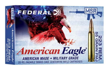 Federal Premium .223 55 Grain Full Metal Jacket Boat Tail Brass Centerfire Rifle Ammunition