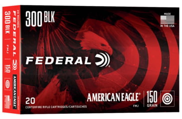 Image of Federal Premium American Eagle Rifle 300 Blackout 150 Grain Full Metal Jacket Boat Tail Brass Cased Centerfire Rifle Ammunition, 20 Rounds, AE300BLK1
