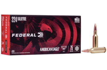 Federal Premium .224 Valkyrie 75 Grain Total Metal Jacket Centerfire Rifle Ammunition, 20, FMJ
