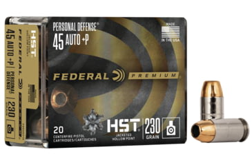 Image of Federal Premium Personal Defense Pistol Ammo, .45 ACP +P, HST Jacketed Hollow Point, 230 grain, 20 Rounds, P45HST1S