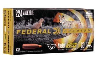 Federal Premium NOSLER BALLISTIC TIP .224 Valkyrie 60 Grain Nosler Ballistic Tip Centerfire Rifle Ammunition, 20, SBT