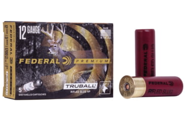 Image of Federal Premium Vital Shok 12 Gauge 1 oz TruBall Rifled Slug Centerfire Shotgun Ammo, Rifled Slug Shot, 5 Rounds, PB131 RS, PB131 RS