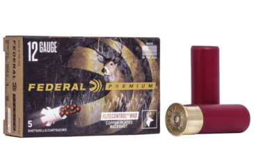 Image of Federal Premium Vital Shok 12 Gauge 9 Pellets Buckshot with FLITECONTROL Wad Centerfire Shotgun Ammo, 00 Buck Shot, 5 Rounds, PFC154 00, PFC154 00