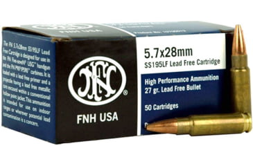 FN America Ammo 5.7x28mm Lead Free Ss195lf 27gr. Jhp 50-pack, 50
