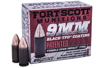 Fort Scott Munitions 9 mm 80 Grain TPD-9 CNC Machined Copper Brass Pistol Ammunition, 20