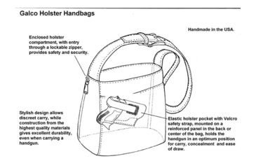 Image of Galco Del Holster Handbag w/ Nickel Hardware, Ambidextrous, Black DELBLK