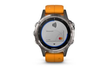 Image of Garmin Fenix 5 Plus, Sapphire, GPS Watch, NA, Ti/Solar Flare Orange 010-01988-04