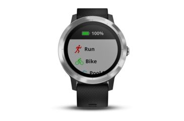Image of Garmin Vivoactive 3, English Only, Silicone, Black/Black/Stainless Steel 010-01769-01