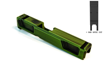 Image of Gun Cuts Raider Slide for Glock 26, Optic Cut, Battleworn Zombie Green, GC-G26-RAI-ZGRBW-RMR