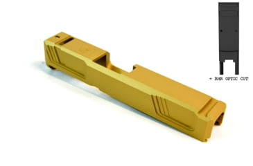 Image of Gun Cuts Raider Slide for Glock 26, Optic Cut, Gold, GC-G26-RAI-GOL-RMR