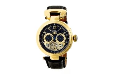 Image of Heritor Automatic HR3304 Ganzi Mens Watch, 44mm, Black Strap, Gold Dial HERHR3304