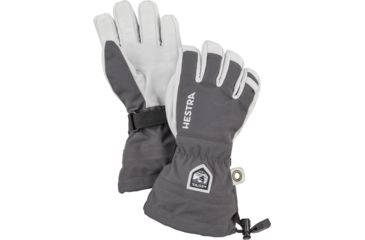 Image of Hestra Army Leather Heli Ski Jr. 5 Finger Glove - Unisex, Grey, 3, 30560-350-03