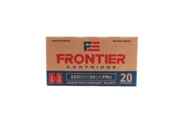 Image of Hornady Frontier .223 Remington 55 grain Full Metal Jacket Brass Cased Centerfire Rifle Ammo, 20 Rounds, FR100