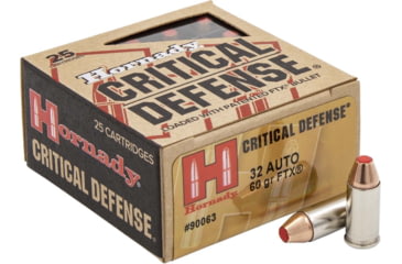 Image of Hornady Critical Defense .32 ACP 60 grain Flex Tip eXpanding Brass Cased Centerfire Pistol Ammo, 25 Rounds, 90063