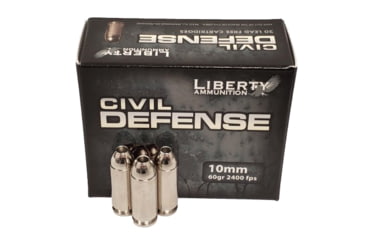 Liberty Ammunition Civil Defense 10mm Auto 60 Grain Fragmenting Hollow Point Brass Cased Centerfire Pistol Ammunition, 20, FHP