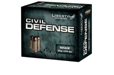 Liberty Ammunition Civil Defense .40 S&W 60 Grain Hollow Point Brass Cased Centerfire Pistol Ammunition, 20, HP