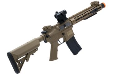 Image of Matrix Sportsline M4 RIS Airsoft AEG Rifle w/G2 Micro-Switch Gearbox, 10in Keymod w/Suppressor, Dark Earth, Large, ST-AEG-270-A-DE