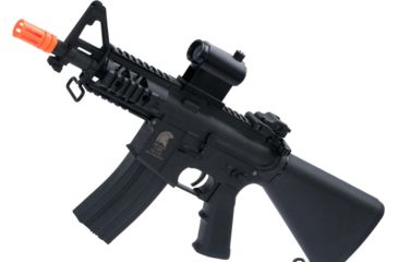 Image of Matrix Sportsline M4 RIS Airsoft AEG Rifle w/G2 Micro-Switch Gearbox, 5in Stubby Fixed Stock, Black, Large, ST-AEG-293-BK