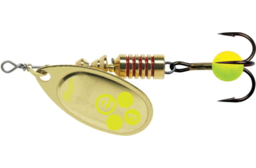Image of Mepps Aglia-e In-Line Spinner, 2 1/2in, 1/4 oz, Treble Hook w/Egg, Gold Hot Chartreuse, BE3 GHC