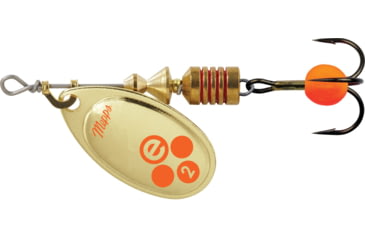 Image of Mepps Aglia-e In-Line Spinner, 2 1/4in, 1/6 oz, Treble Hook w/Egg, Gold Hot Orange, BE2 GHO