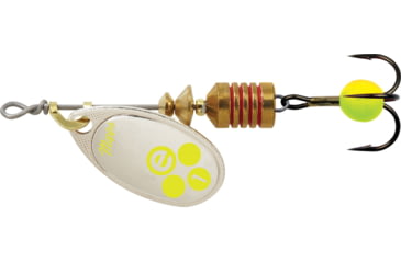 Image of Mepps Aglia-e In-Line Spinner, 2in, 1/8 oz, Treble Hook w/Egg, Silver-Hot Chartreuse, BE1 SHC