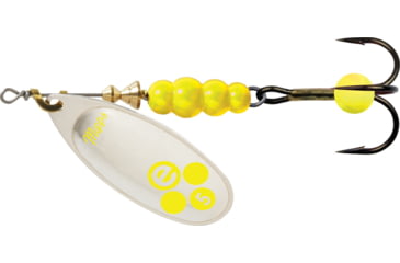 Image of Mepps Aglia-e In-Line Spinner, 3 1/4in, 1/2 oz, Treble Hook w/Egg, Silver-Hot Chartreuse, BE5 SHC