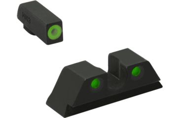 Image of Meprolight Highly Visible Day/Night Self-illuminated Sight Fixed Set, 9mm/357SIG/P226, Front Green, Rear Green, Green Notch, 0401103111