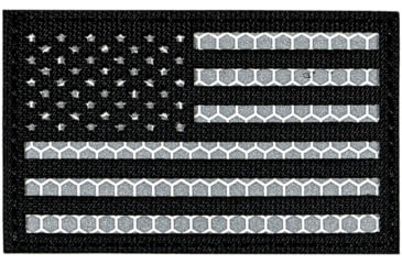 Merica Life Reflective US Flag Patch, Black/ White, 3 x 2in, REF-USFLAG-BW