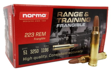 Norma Range Training Frangible .223 Remington 51 Grain Norma Frangible Brass Cased Centerfire Rifle Ammunition, 50