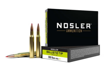 Nosler .280 Remington 140 Grain Ballistic Tip Brass Cased Centerfire Rifle Ammunition, 20