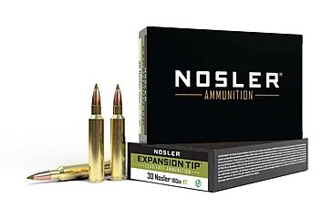 Nosler .30 Nosler E-Tip 180 grain Brass Cased Rifle Ammunition, 20, SBT