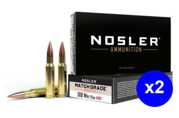 Image of Nosler .308 Winchester 175 Grain Custom Competition Brass Cased Centerfire Rifle Ammo, 20 Rounds