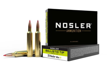 Nosler Ballistic Tip Hunting 28 Nosler 160gr Ballistic Tip Brass Centerfire Rifle Ammunition, 20