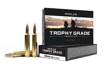 Nosler Trophy Grade .28 Nosler 160 Grain AccuBond Brass Cased Centerfire Rifle Ammunition, 20, SBT